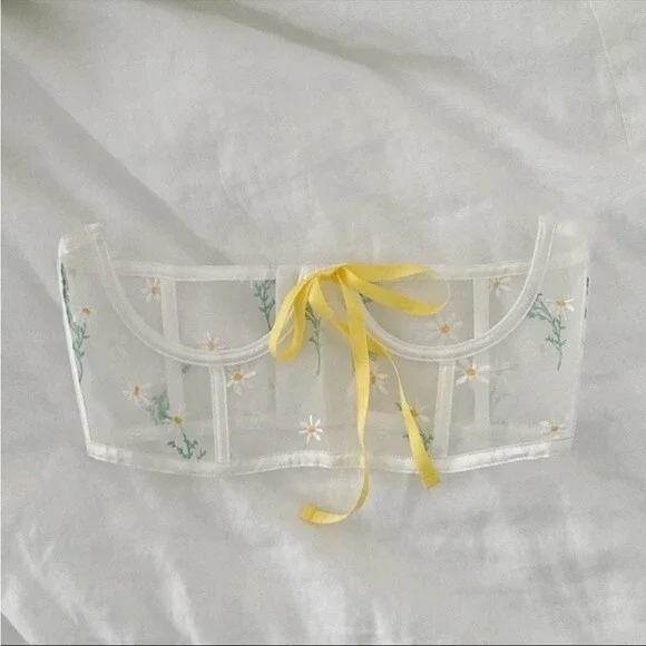 For Love & Lemons Lia Corset Belt XS Daisy Embroidered - Picture 4 of 6